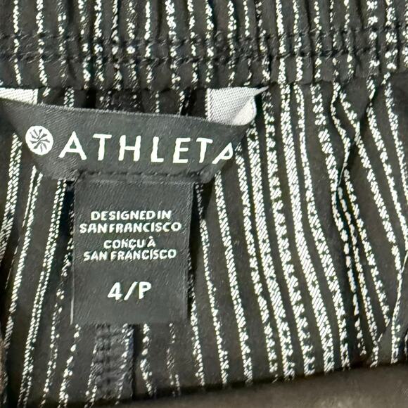 Athleta Black White Amara Stripe Arrival Ankle Pull On Pants Size 4 P Petite - Picture 6 of 13